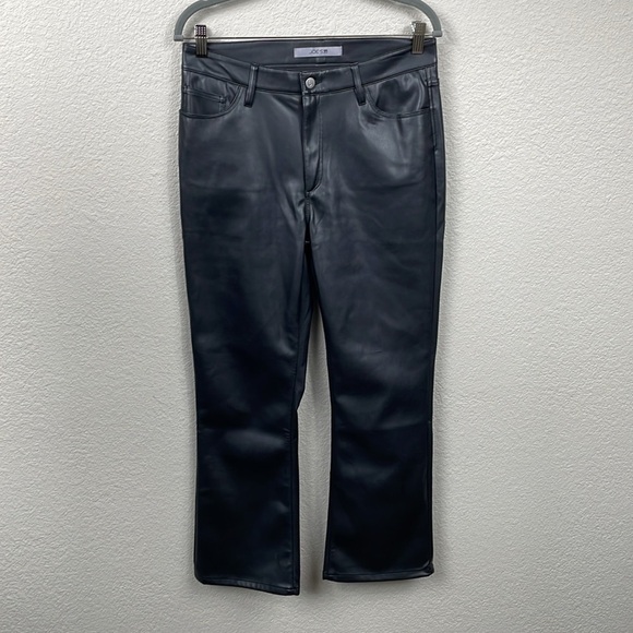 New Joes Jeans Vegan Faux Leather Flared Pants Crop Bootcut Mid Rise Sz 29 - Picture 3 of 11